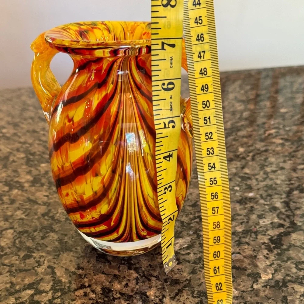 Murano Vibrant handblown Swirled Glass Vase EUC